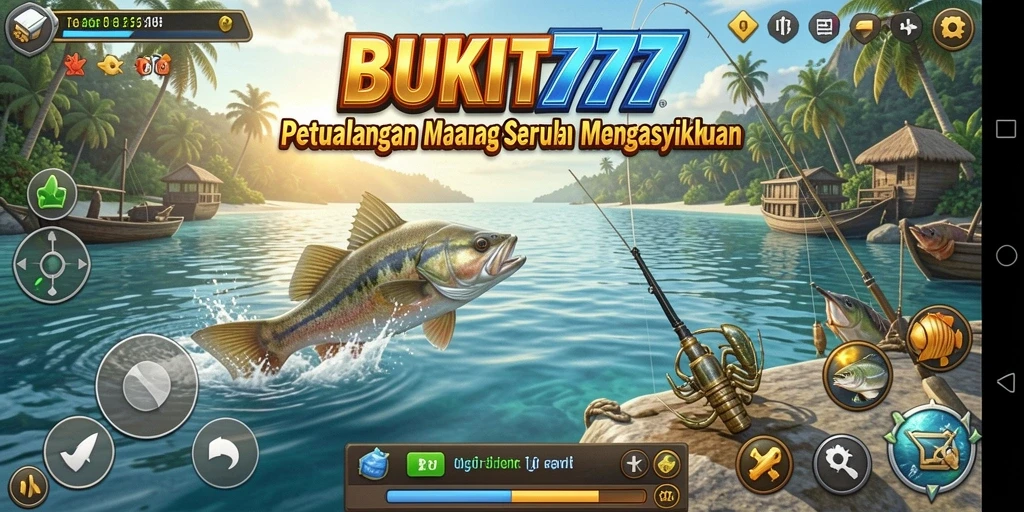 Screenshot gameplay BUKIT777 menampilkan momen seru saat memancing.