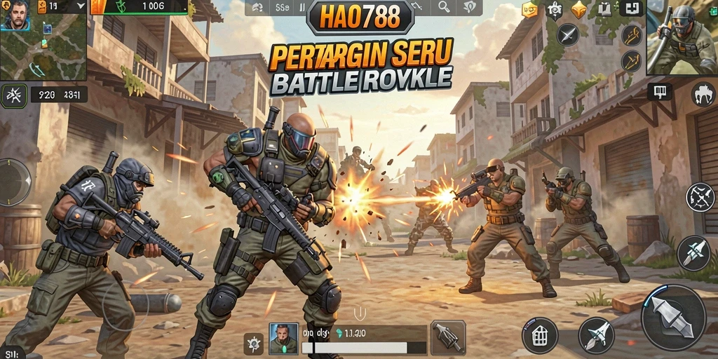 Gameplay seru di HAO788 saat bertempur di arena Battle Royale.