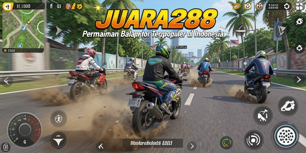 Tangkapan layar JUARA288 menampilkan aksi balapan motor yang mendebarkan.