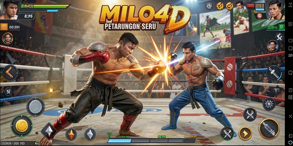 Screenshot utama MILO4D menampilkan aksi pertarungan yang mendebarkan.