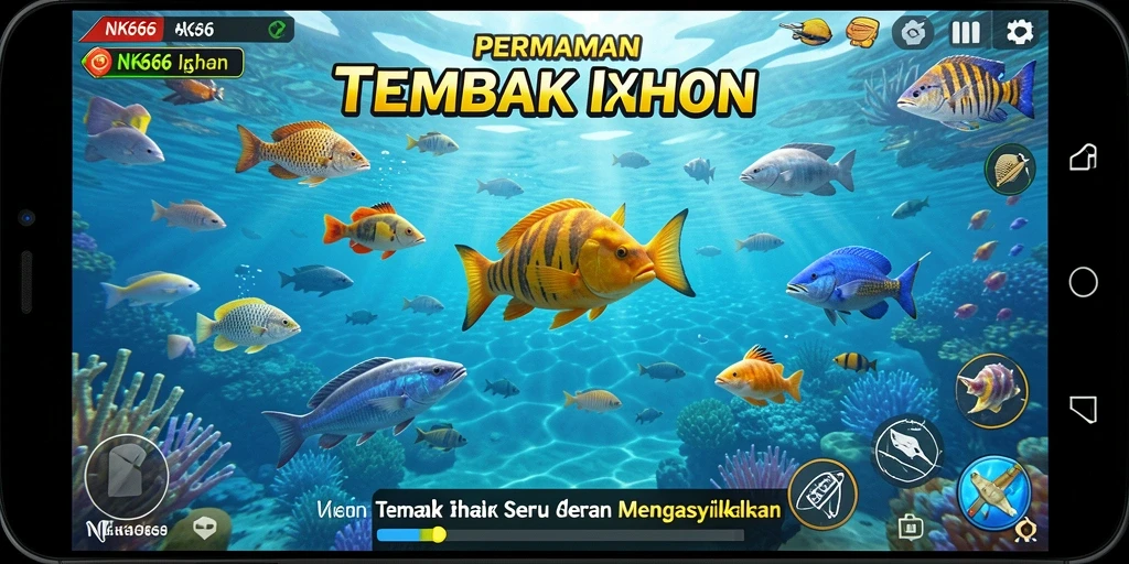 Tampilan screenshot NK666 menampilkan aksi seru dalam menembak ikan.