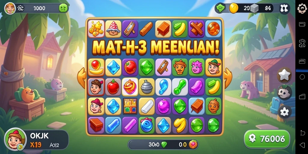 Tampilan gameplay OKJK yang seru dalam permainan Match-3.