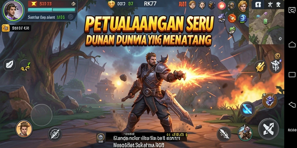 Gameplay RK77 menampilkan eksplorasi dunia petualangan yang menakjubkan.